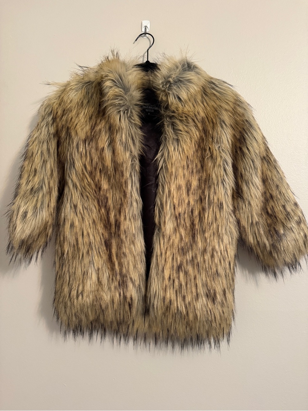 Fabulous Furs Kids Faux Fur Jacket in Golden Tan and Black-Tipped